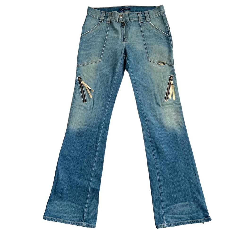 Vintage Y2K Earl Low Rise Flare Jeans with Zip Pocket + Zipper Leg Details